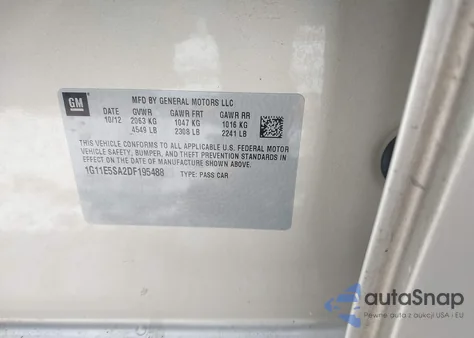 2013 Chevrolet Malibu 2Lt from USA, damaged, VIN 1G11E5SA2DF195488